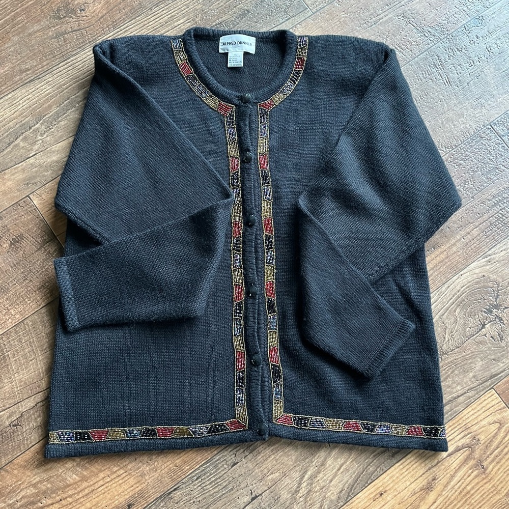 WOMENS Alfred Dunner Black Cardigan Sweater Size XL